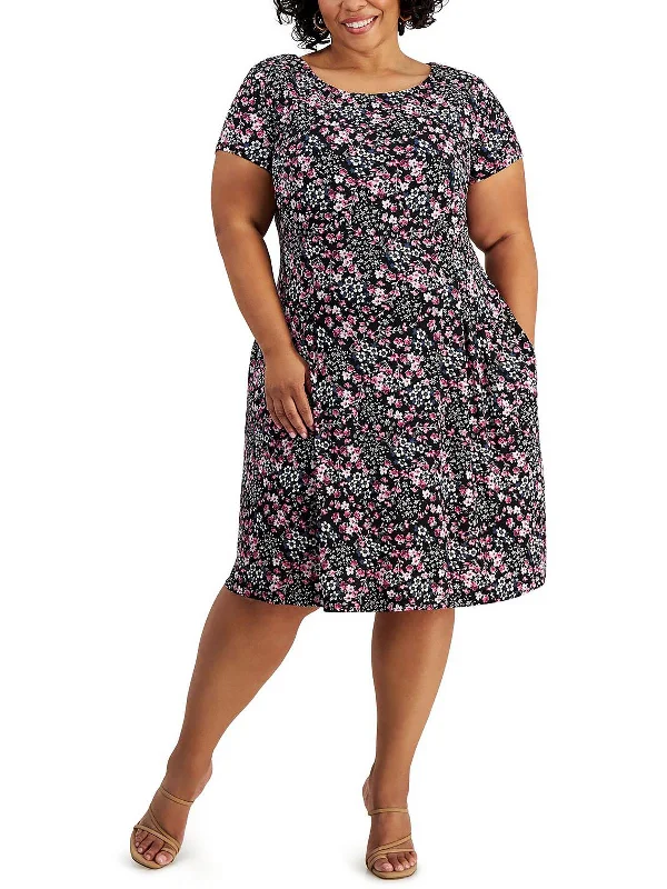 Flash Discount Plus Womens Jersey f Fit & Flare Dress