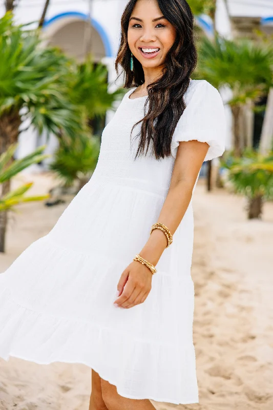 Women's Professional Clothes It All Makes Sense White Tiered Dress