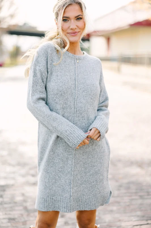 Wardrobe Upgrade Just Think It Through Gray Tunic Sweater Dress