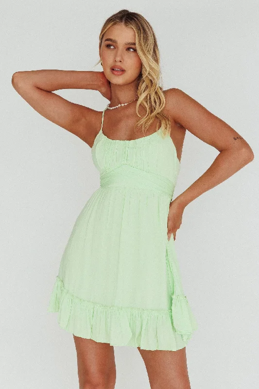 Earthy Tones Linka Ruched Bust Criss-Cross Back Dress Apple