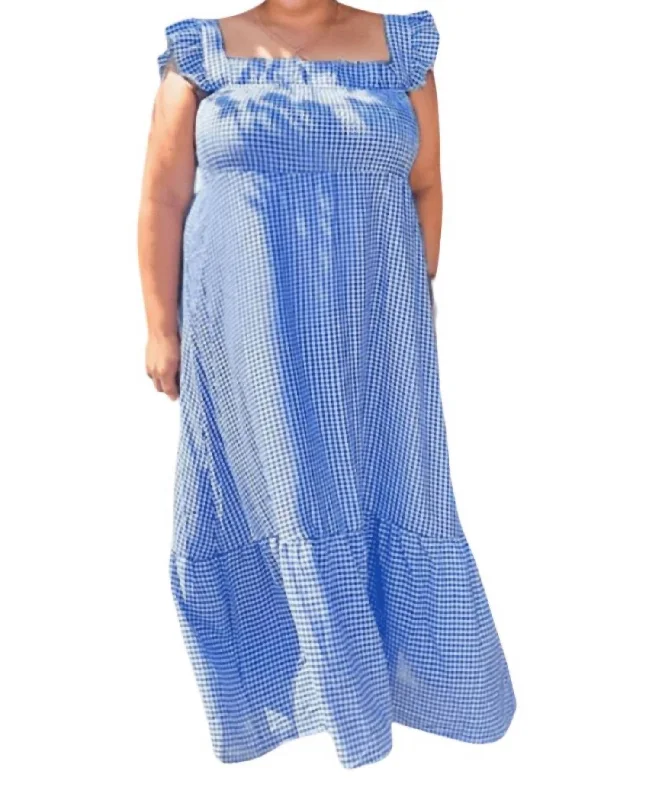 Best Online Clothing Boutiques Jessie Gingham Dress In Blue/white