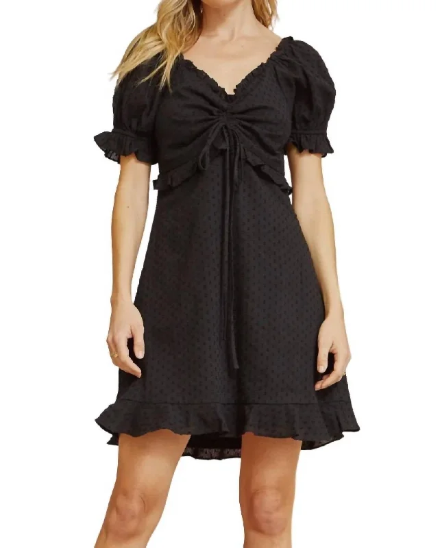 Comfortable Loungewear for Women It's Cocktail Hour Ruffle Detail Dress In Black