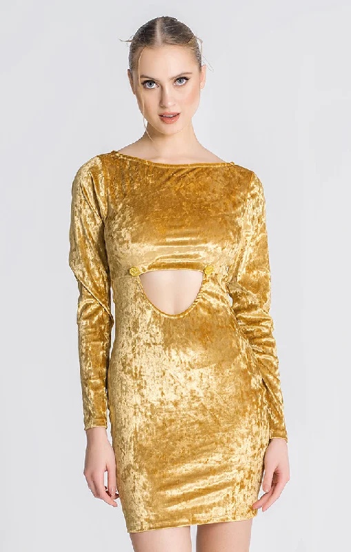 Stylish Loungewear for Women Gold Sunlight Cut-Out Dress