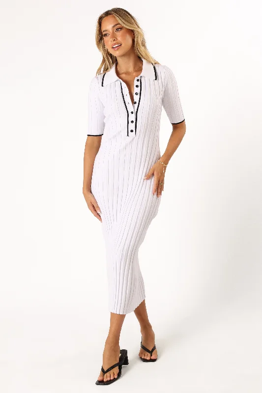 Minimalist Style Kins Dress - White