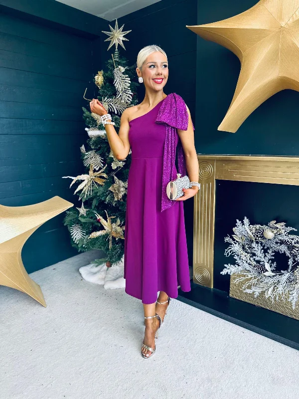 Flash Sale Clothing Hailey Sequin Bow Detail Dress Plum