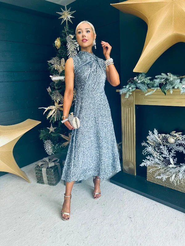 Chic Outfits Kasey Gathered Occasion Dress Grey