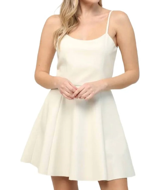 Women's Effortless Casual Outfit Faux Leather Dress In Cream