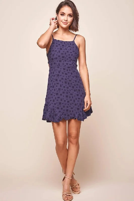 Clothes For Sale Laura Strappy Back Geometric Dress Navy