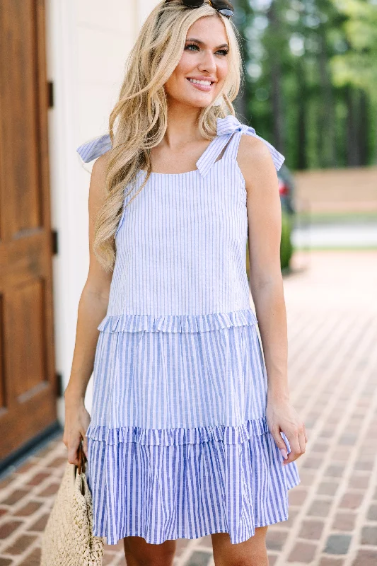 Bold Prints Casual Chic All The Good Light Blue Colorblock Dress