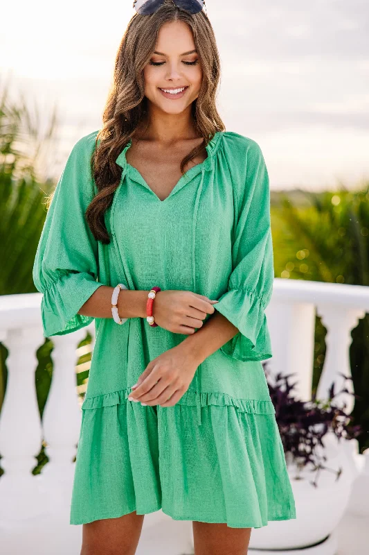 Women's Activewear Outfit Always In The Lead Green Linen Dress