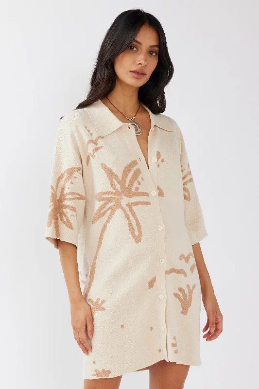 Stylish Outerwear Clothes For Women Nalani Button-Up Knit Dress Sand/Wood