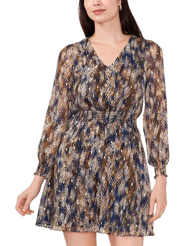 Preppy Style Petites Womens Party Mini Fit & Flare Dress