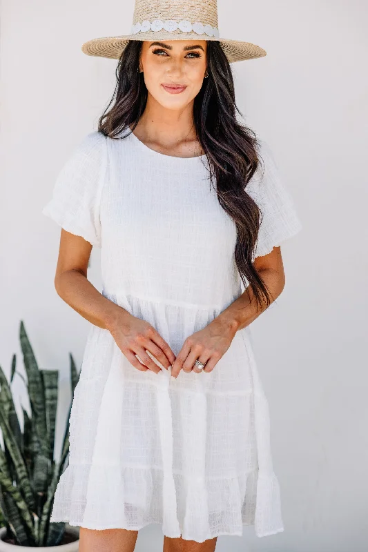 Business Casual Outfits It All Makes Sense White Tiered Dress