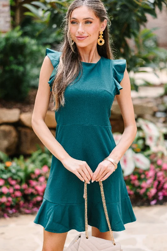 Premium Style All My Life Emerald Green Ruffled Dress