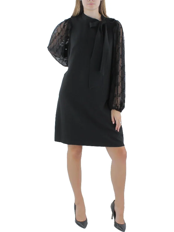 Sales Clothes Womens Crepe Bow Neck Sheath Dress