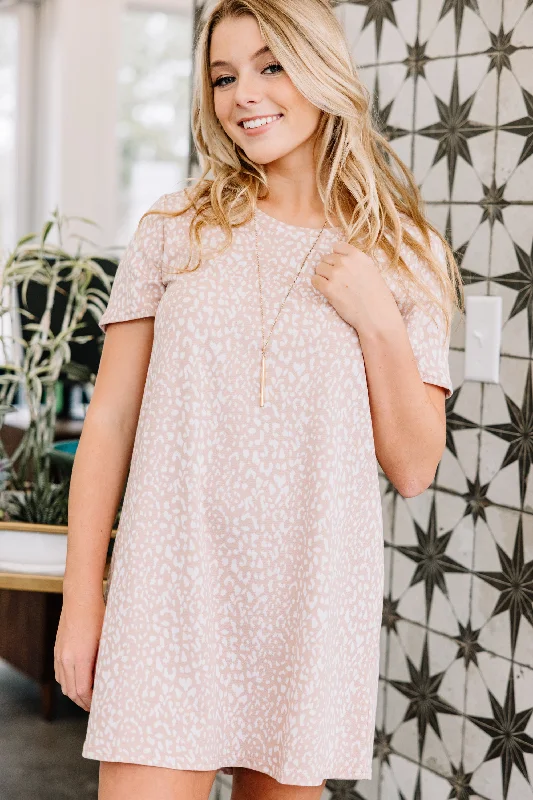 Trendy Women's Wear Feeling Special Blush Pink Leopard Dress