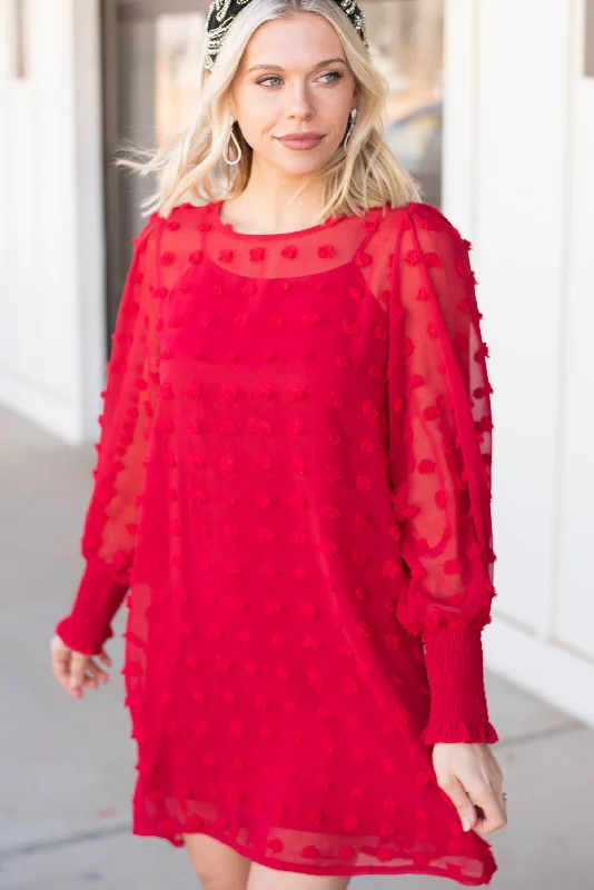 Vintage Women's Fashion You're Mine Red Swiss Dot Dress