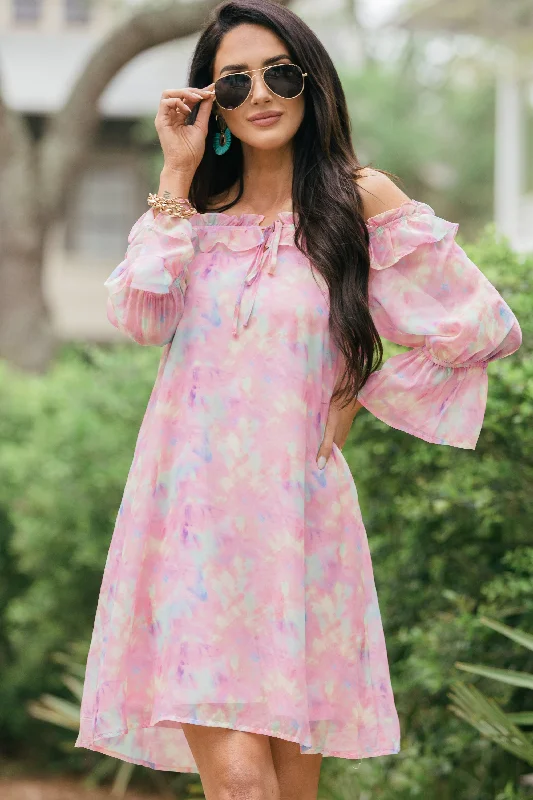 Women's Plus-Size Outfit Feel The Love Pink Watercolor Dress
