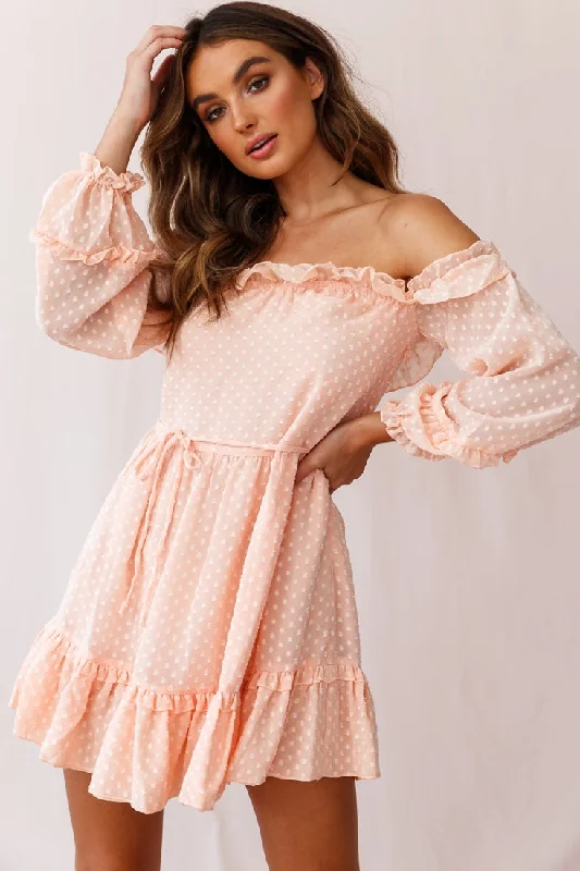 Seasonal Sale Tracee Bardot Neckline Dress Nude