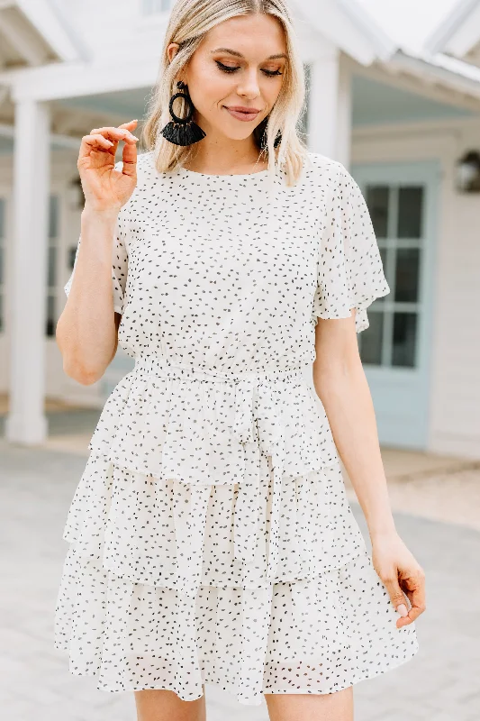 Women's Formal Event Clothing Take Your Word For It White Spotted Dress