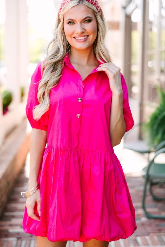 Women's Elegant Clothes Catch Their Gaze Hot Pink Bubble Dress