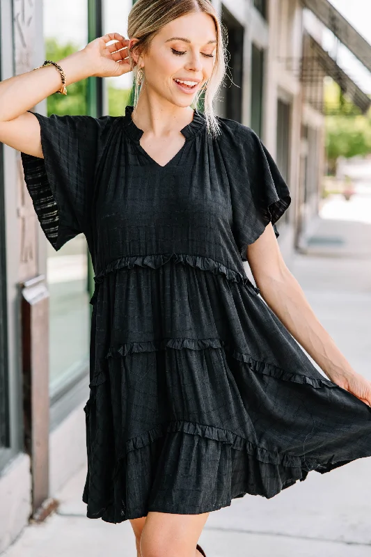 Fashion-forward Women's Clothing Perfectly You Black Babydoll Dress