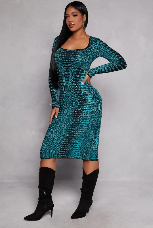 Women's Holiday Clothing Abstract Patterned Sweater Dress