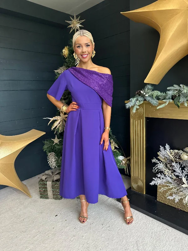 Vintage-Inspired Garments Juliet Detailed Occasion Dress Purple