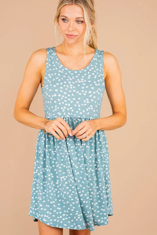 Women's Occasion Wear Clothes On Your Radar Dusty Blue Babydoll Dress