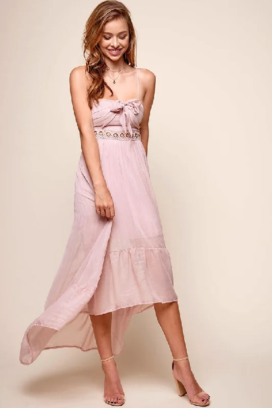 Elegant Women's Fashion Riviera High-Low Hem Dress Blush