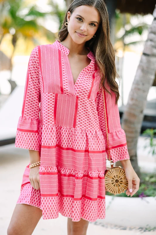 Chic Clothing For Women It's A Great Day Red Abstract Babydoll Dress