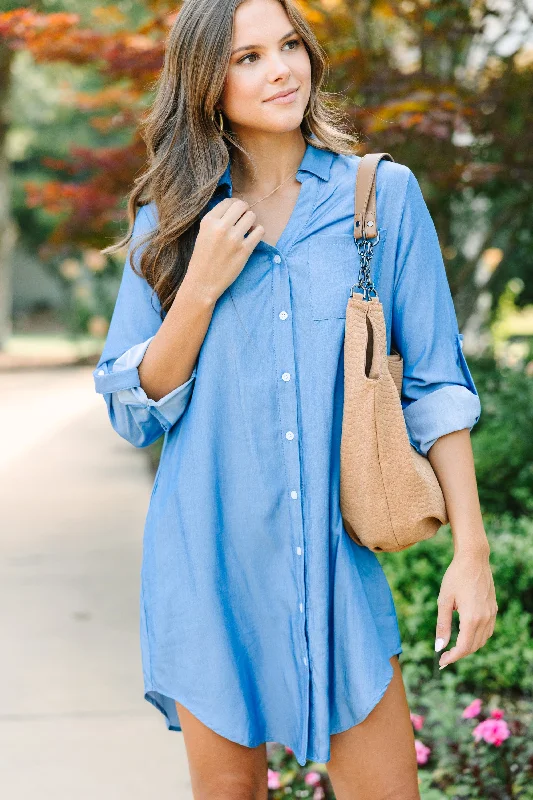 Women's Trendy Clothes Soon To Be Light Wash Chambray Dress