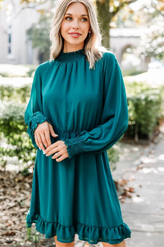 Earthy Tones Always Evolving Teal Blue Dress