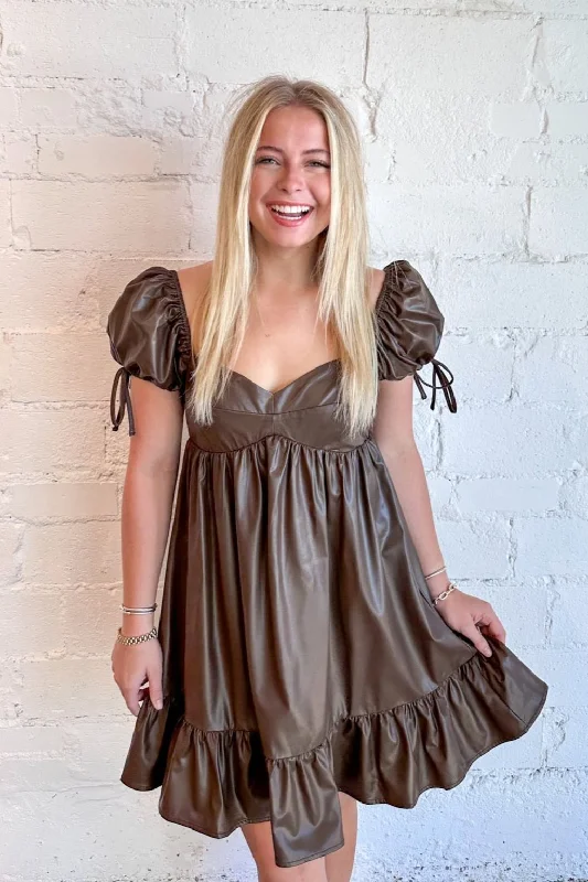 Flash Sale Or Flash Sales Chestnut Faux Leather Dress