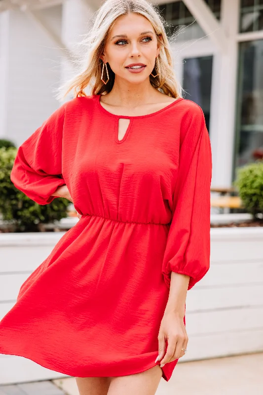 Women's Transitional Outfit One Day Soon Red Keyhole Dress
