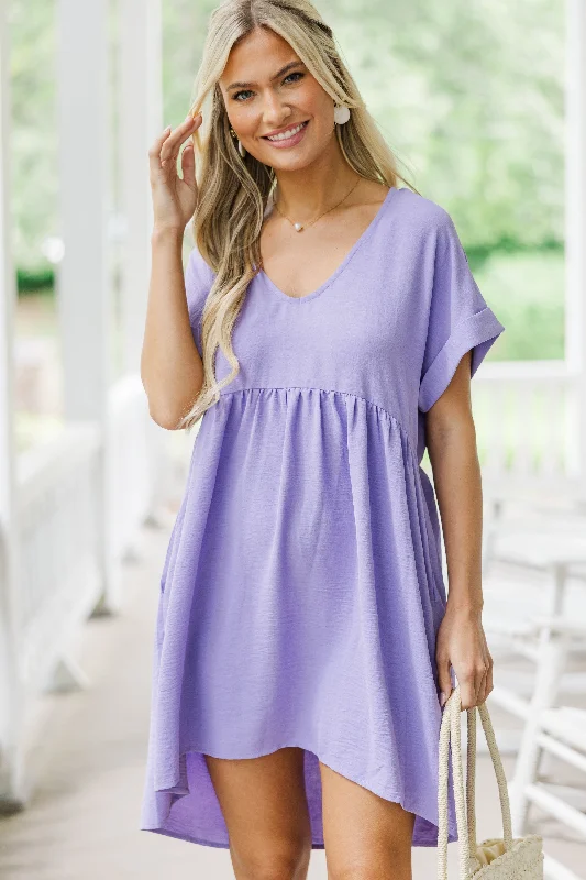 Women's Clothes For The Office Full Of Joy Lavender Purple Babydoll Dress