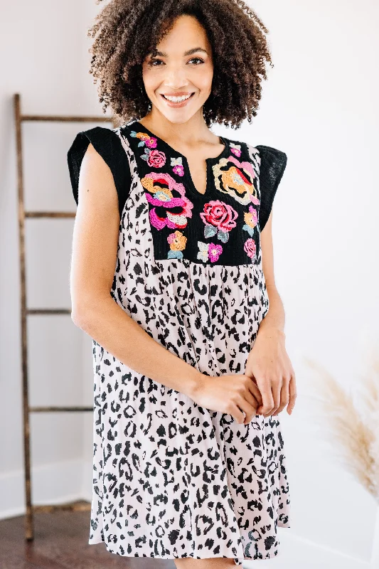 Elegant Women's Fashion What You Need Today Black Leopard Dress