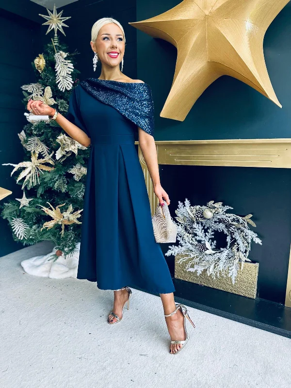 Casual Clothes For Women Juliet Detailed Occasion Dress Navy