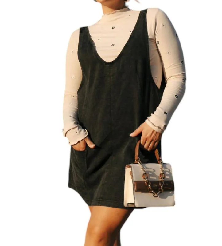 Women's Trendy Casual Outfit Overall Dress In Black