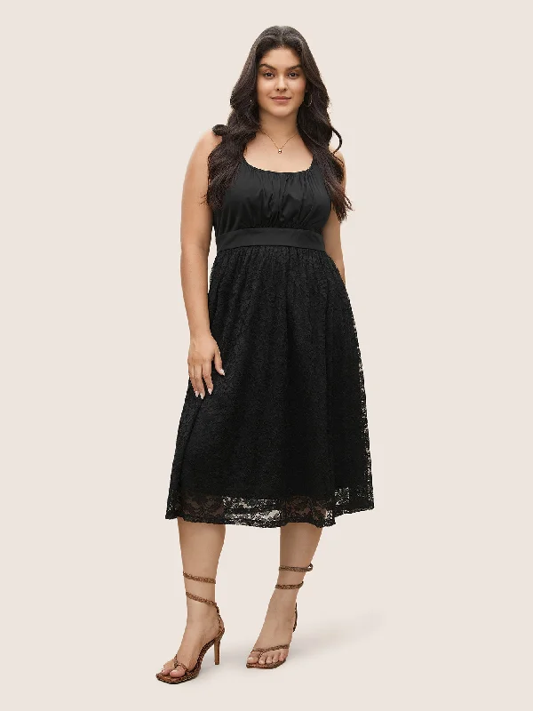 Women's Clothing for Every Season and Trend Lace Panel Gathered Front Tank Dress