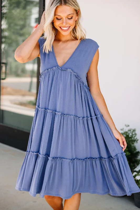 Women's Formal Event Outfit Once In A While Denim Blue Dress