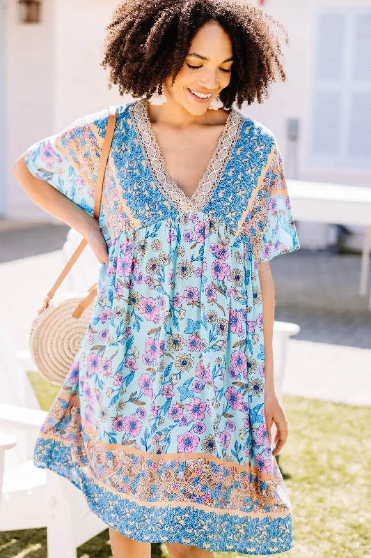 Sustainable Women's Clothes What It's Like Blue Mixed Print Dress