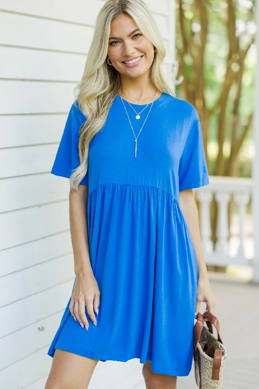Stylish Outerwear Clothing For Women Play On Royal Blue Babydoll Dress