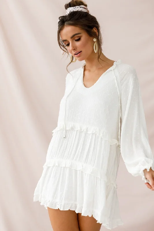 Clothing Sales Pollyanna Tiered Swing Dress White