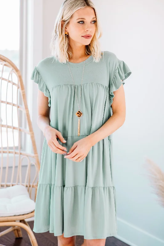 Women's Clothing Brands Living For Love Seafoam Green Tiered Dress