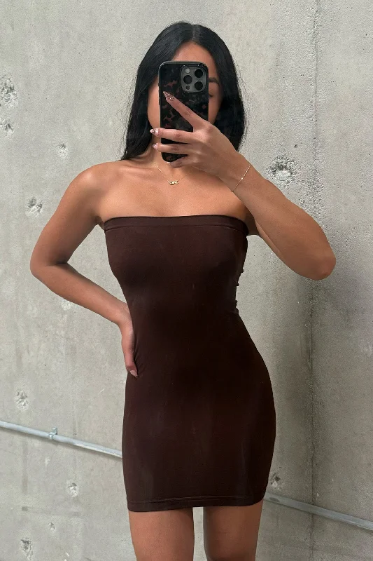 Elegant Women's Fashion Norma Brown Strapless Under Dress