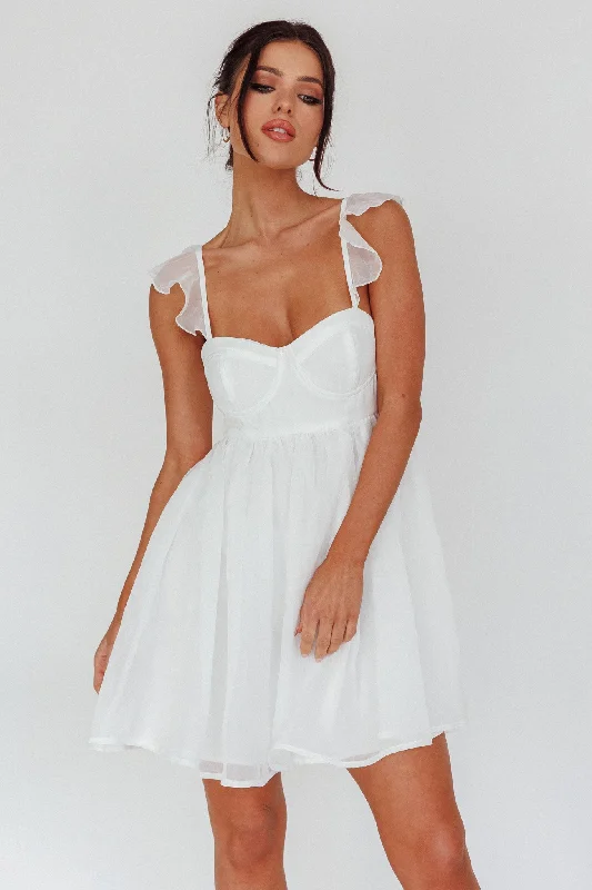 Best Online Boutiques For Women Zalia Ruffle Strap Babydoll Dress White