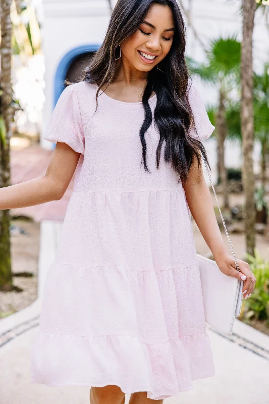 Street Style Fashion It All Makes Sense Pink Tiered Dress