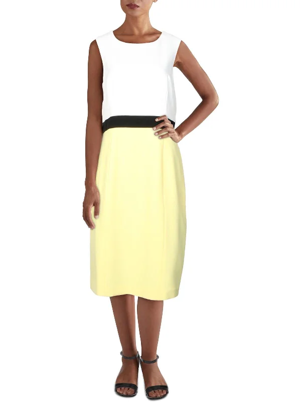 Elegant Women's Clothing Online Womens Colorblock Slit Sheath Dress
