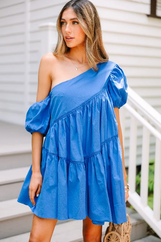 New Arrival Discount Find Your Way Royal Blue One Shoulder Dress